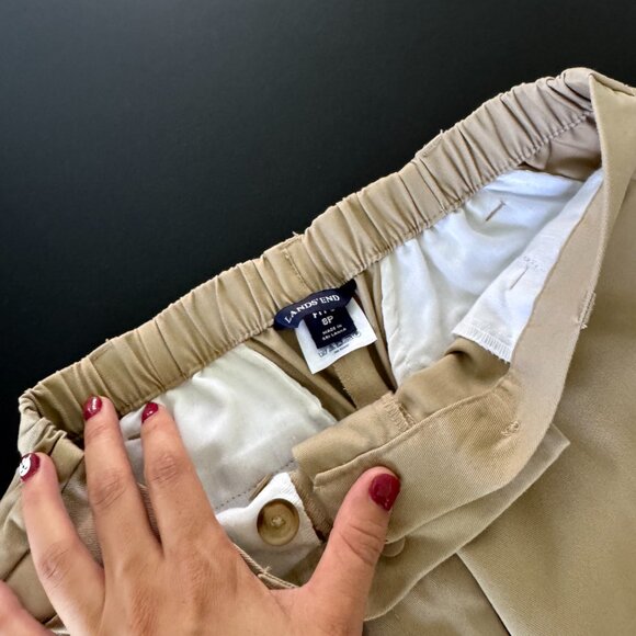 Lands’ End Women’s Fit 3 Chino Shorts Size 8P Beige Khaki Mid Rise Classic - Picture 6 of 8